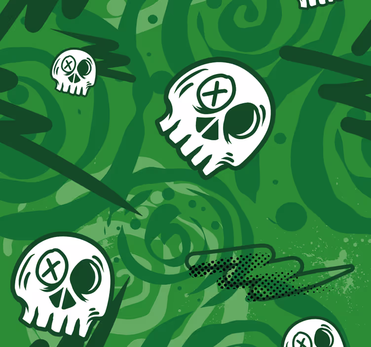 Estor enrollable juvenil verde de calaveras - TenVinilo