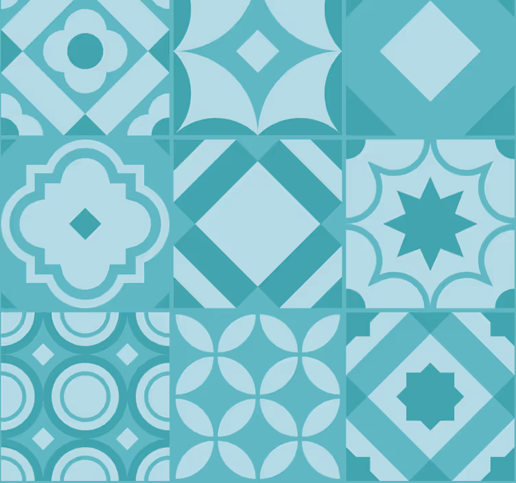 Estor enrollable cocina patrón azulejos turquesa - TenVinilo