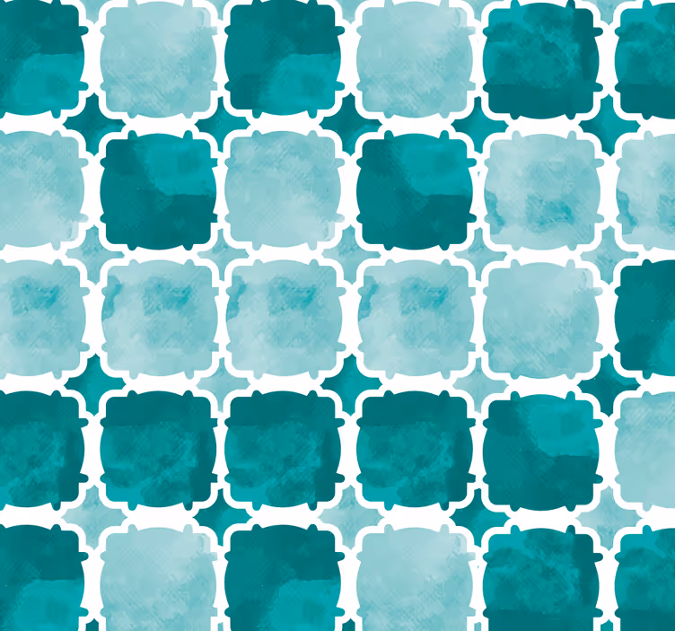 Estor para salón azulejos de acuarela turquesa - TenVinilo