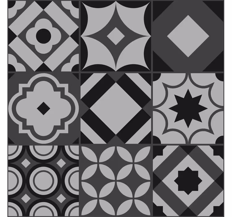 Estor enrollable cocina patrón azulejos negros - TenVinilo