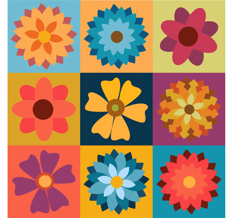 Estor enrollable cocina azulejos florales multicolor - TenVinilo