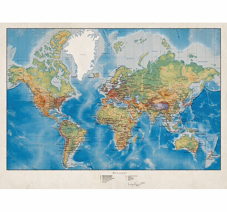Estor enrollable mapamundi mercator - TenVinilo