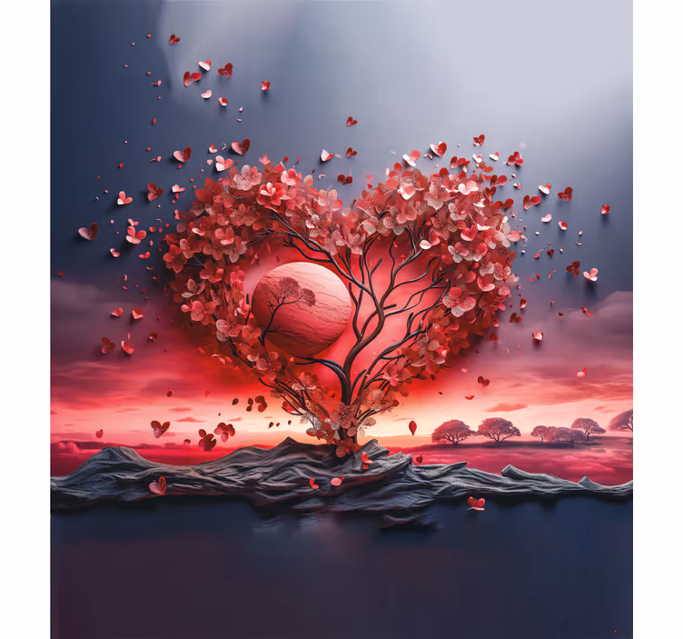 Estor enrollable original -  Romántico árbol del corazón - TenVinilo