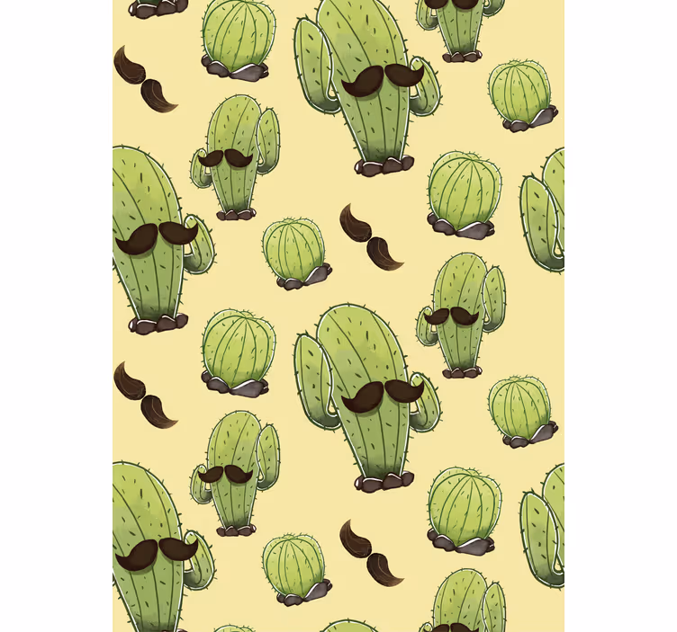 Estor enrollable salón patrón cactus con bigote - TenVinilo