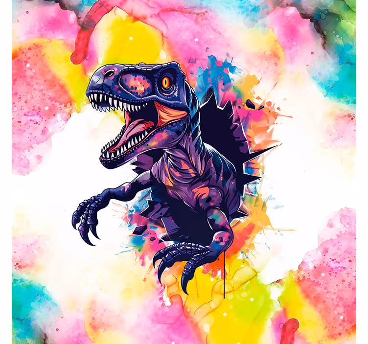 Estor enrollable dinosaurio velociraptor multicolor - TenVinilo