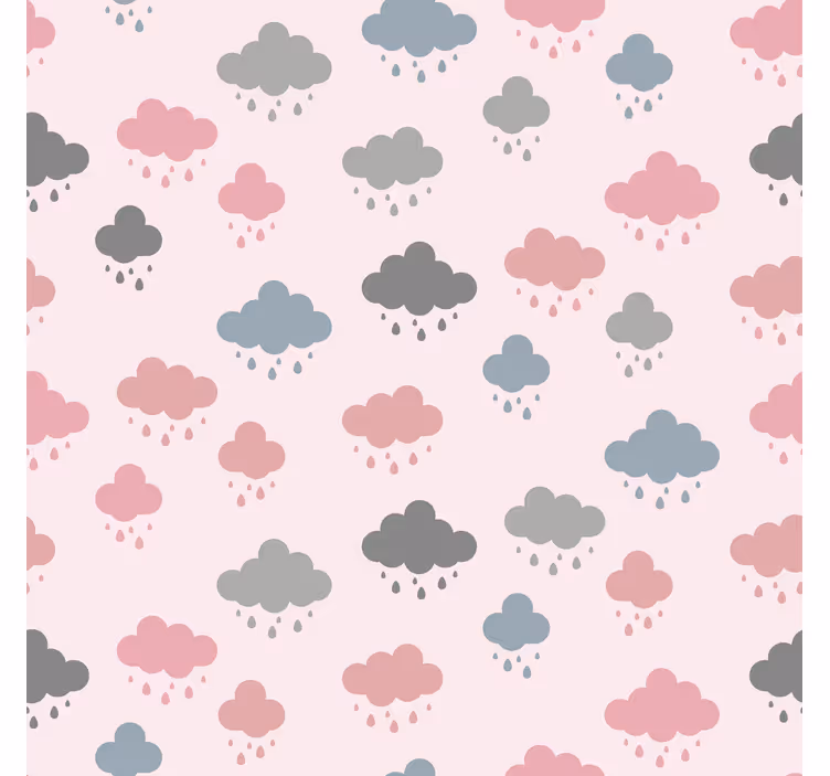 Estor enrollable nubes lluvia rosa y gris - TenVinilo