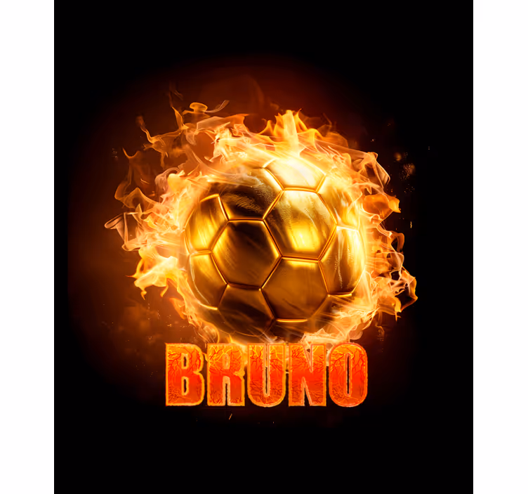 Estor enrollable fútbol balón de fuego dorado con nombre - TenVinilo