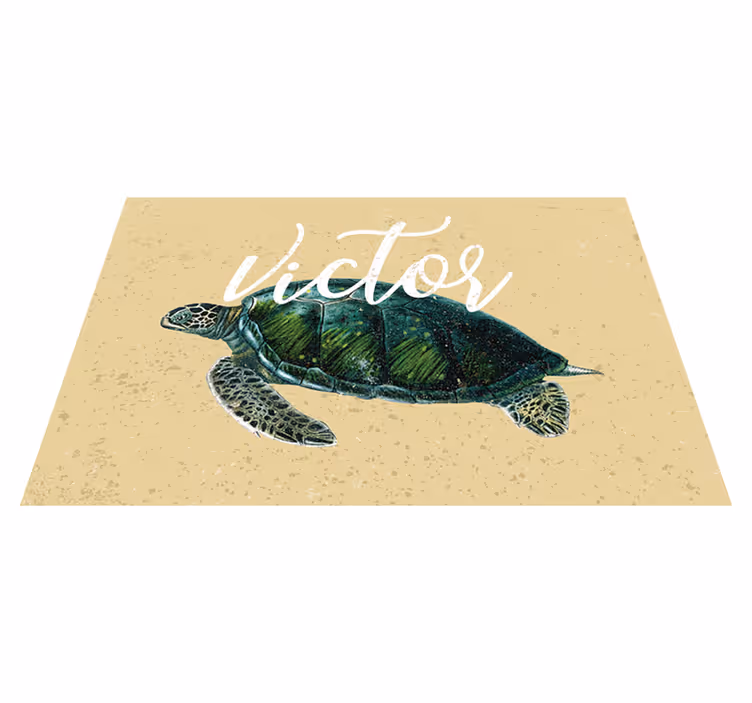 Mantel individual beige tortuga con nombre - TenVinilo