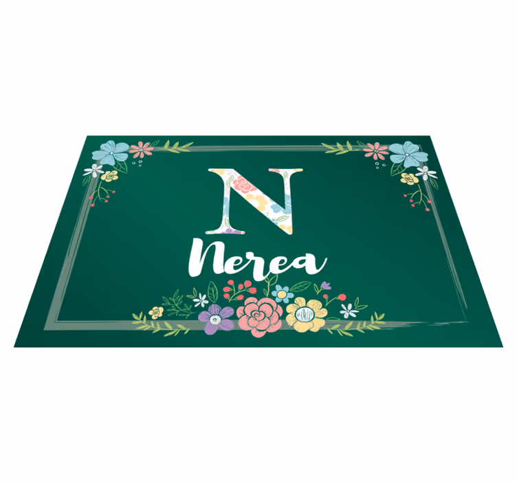 Mantel individual personalizable diseño floral inicial - TenVinilo