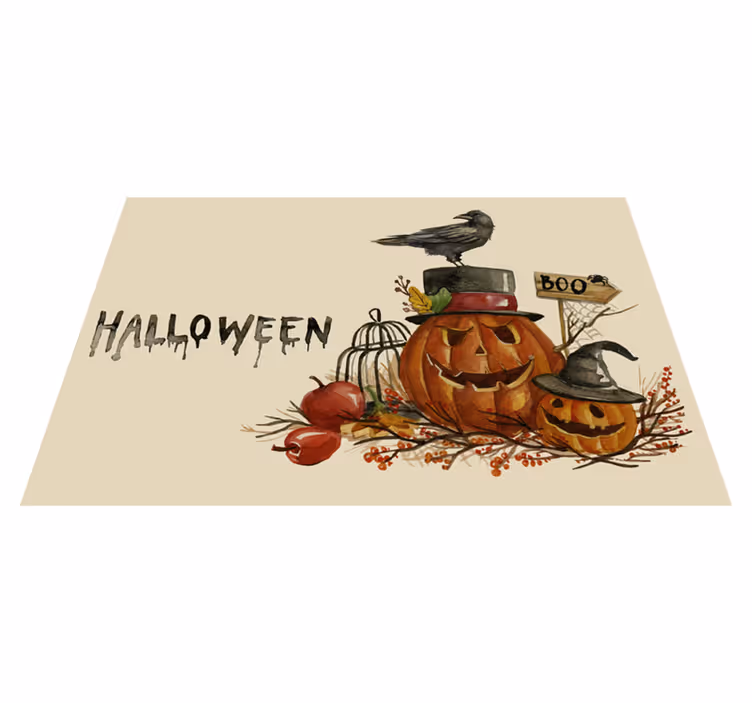 Mantel individual halloween arreglo festivo de calabazas - TenVinilo