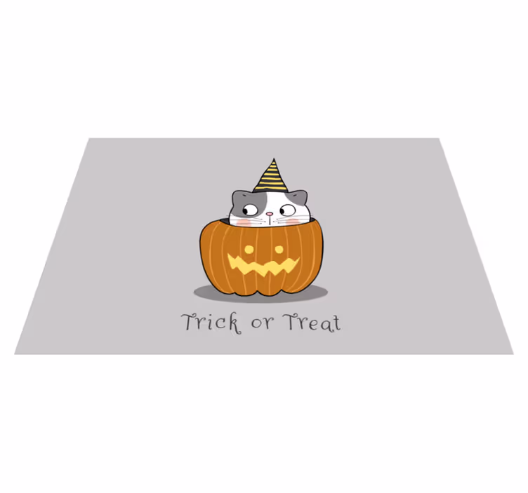 Mantel individual halloween gato en calabaza - TenVinilo
