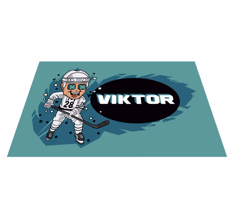 Mantel individual infantil jugador de hockey caricatura - TenVinilo