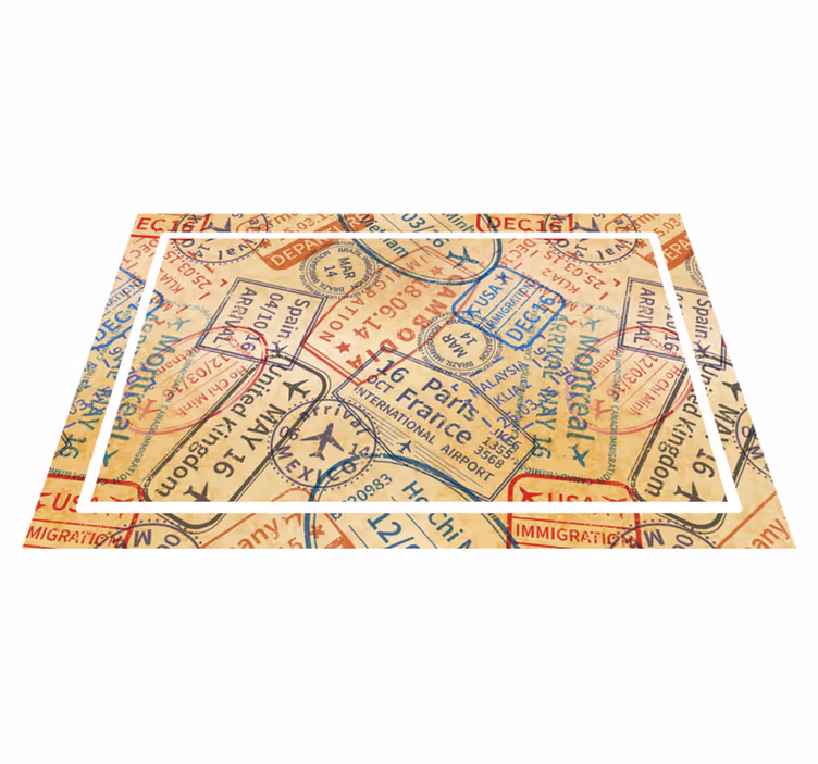Mantel individual patrón estampas de pasaporte - TenVinilo