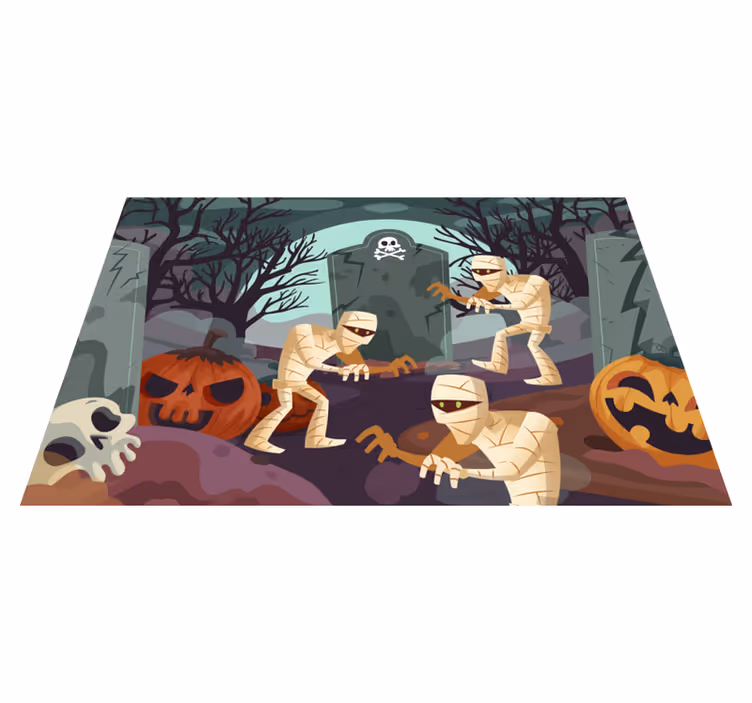 Mantel individual halloween momias emergentes cementerio - TenVinilo