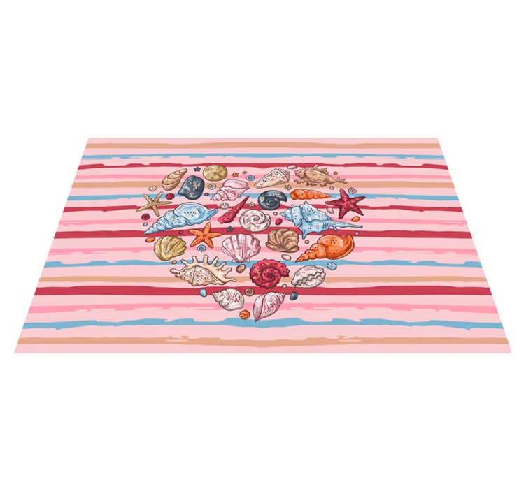 Mantel individual moderno patrón de corazones con conchas - TenVinilo