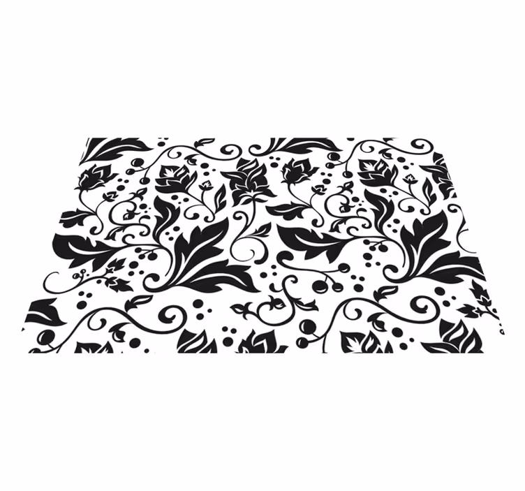 Mantel individual patrón floral negro - TenVinilo