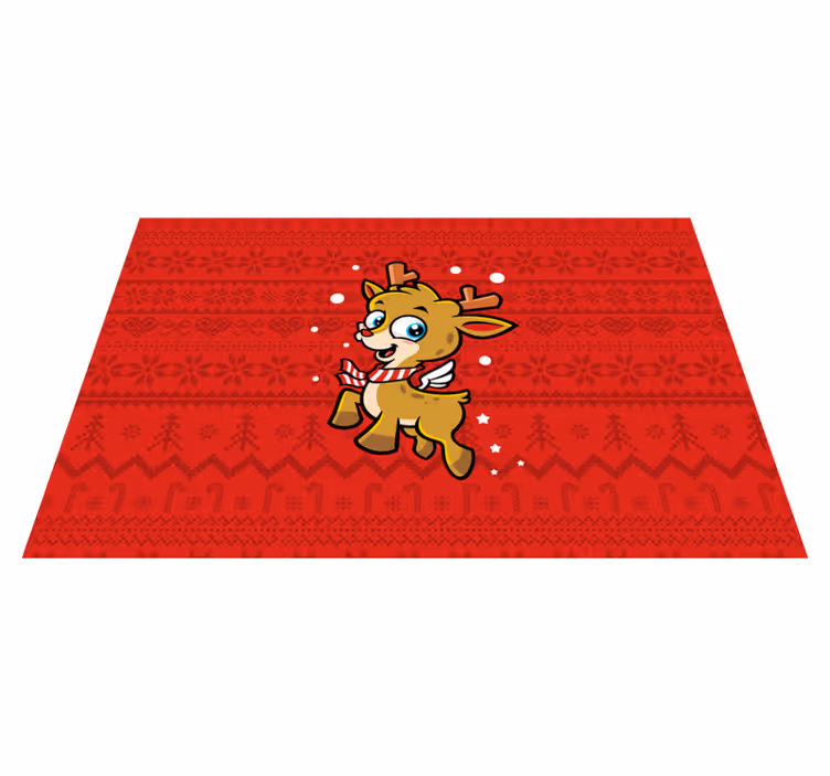 Mantel individual navideño con reno adorable - TenVinilo