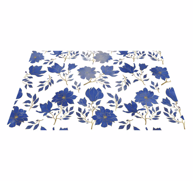 Mantel individual original patrón floral azul - TenVinilo