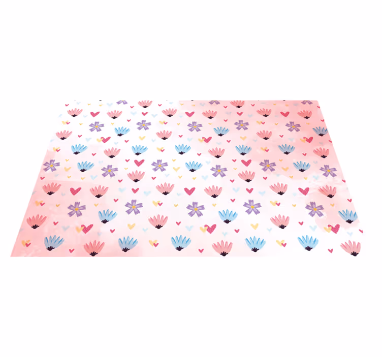 Mantel individual infantil patrones de corazones florales - TenVinilo