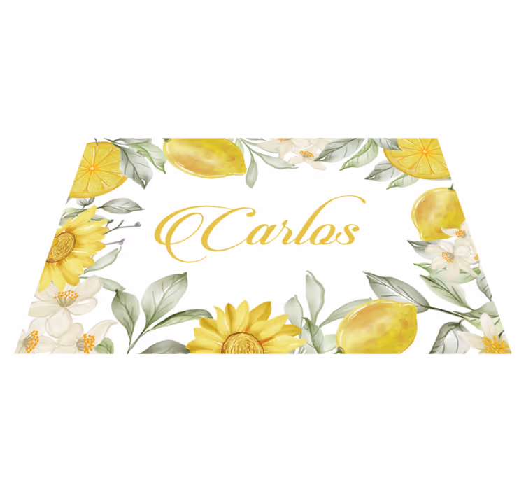 Mantel individual personalizable arreglo floral de limón - TenVinilo