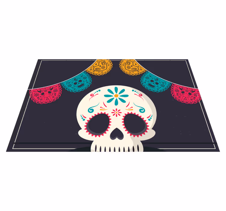 Mantel individual halloween bandera de calaveras coloridas - TenVinilo