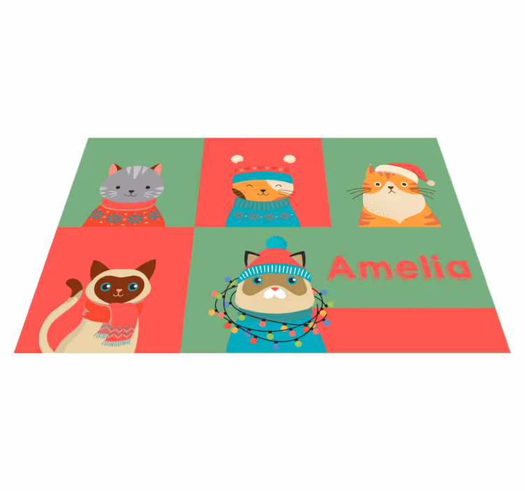 Mantel individual infantil gatos de dibujos adorables - TenVinilo
