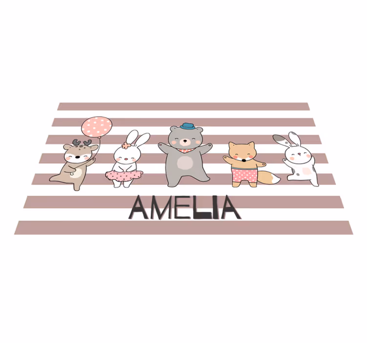 Mantel individual con nombre Animales bailando con nombre - TenVinilo
