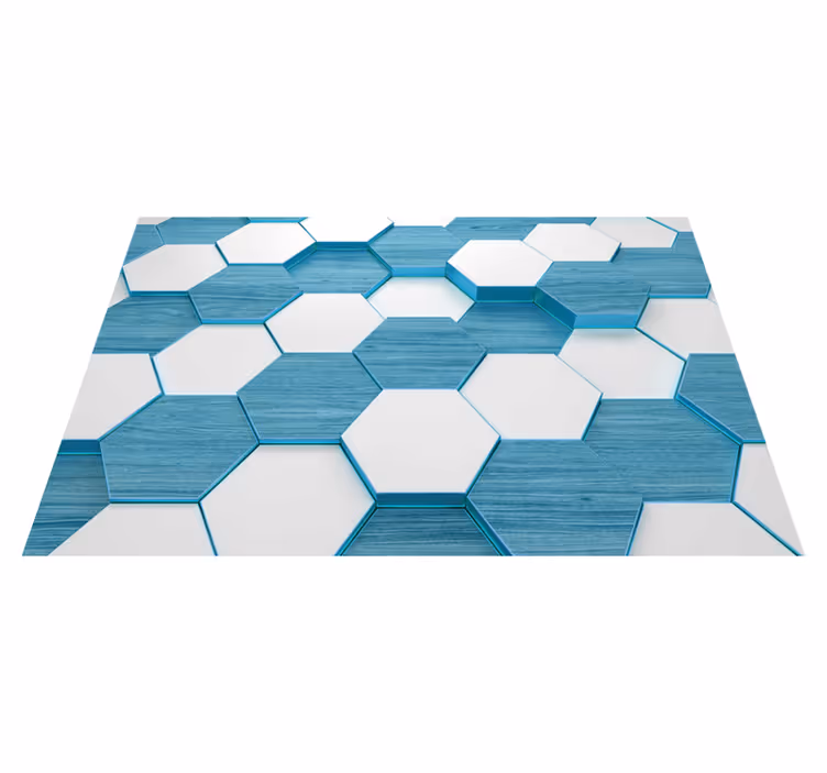 Mantel individual moderno patrón hexagonal azul - TenVinilo