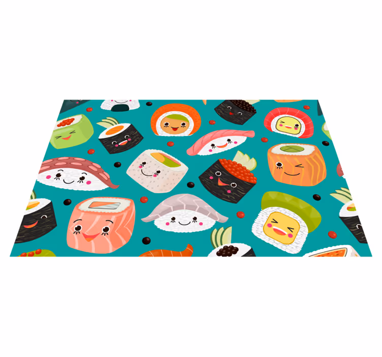 Mantel individual infantil personajes de sushi adorables - TenVinilo