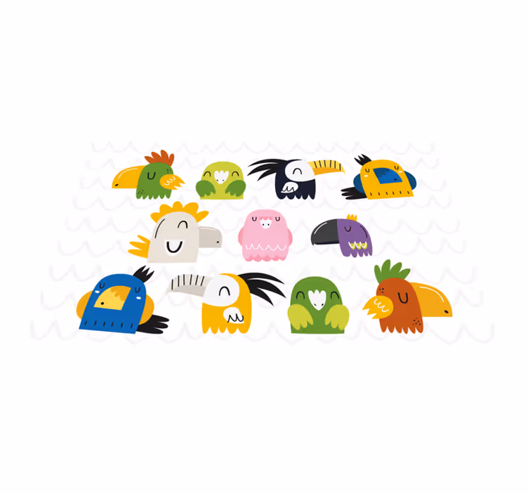 Mantel individual infantil cabezas de pájaros coloridos - TenVinilo