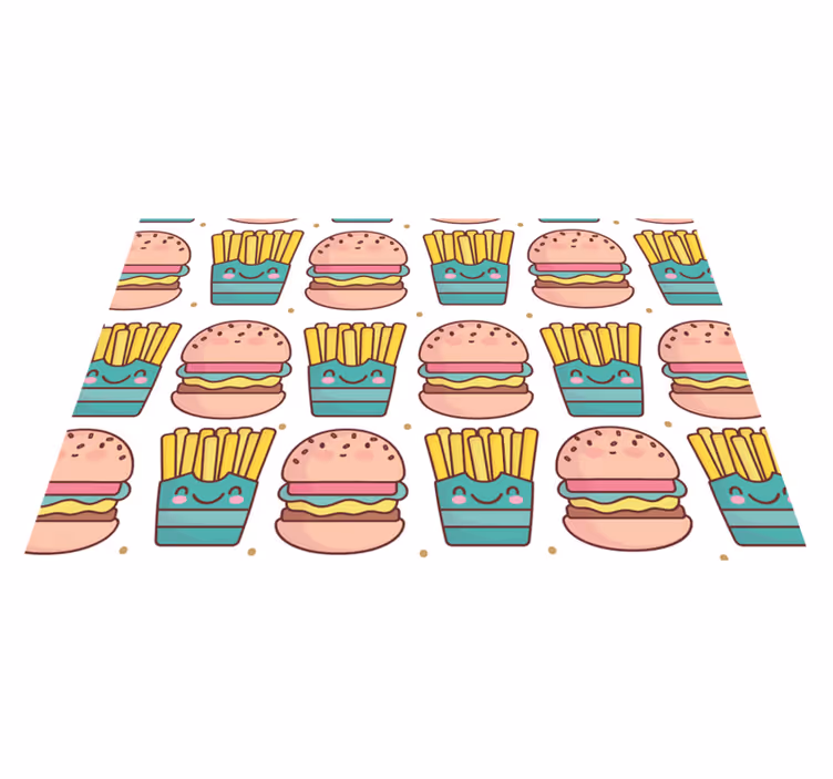 Mantel individual infantil patrón de hamburguesas feliz - TenVinilo