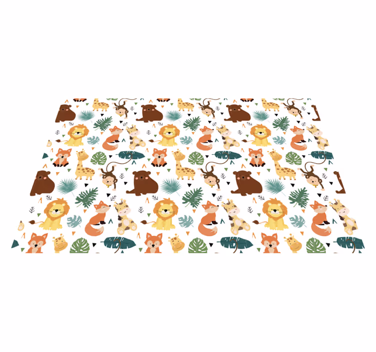 Mantel individual infantil con lindos patrones de animales - TenVinilo