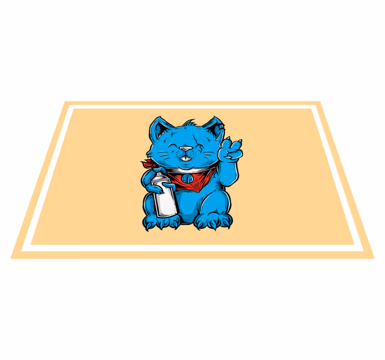Mantel individual infantil gato azul alegre - TenVinilo