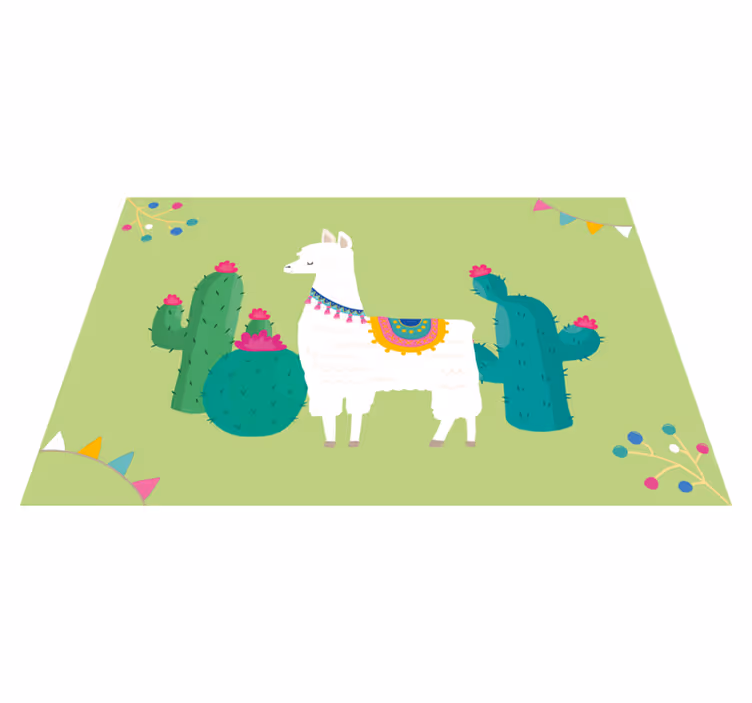 Mantel individual infantil llama con cactus - TenVinilo