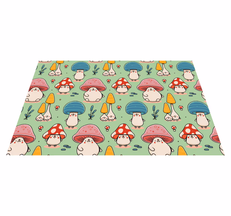 Mantel individual infantil personajes de hongos adorables - TenVinilo