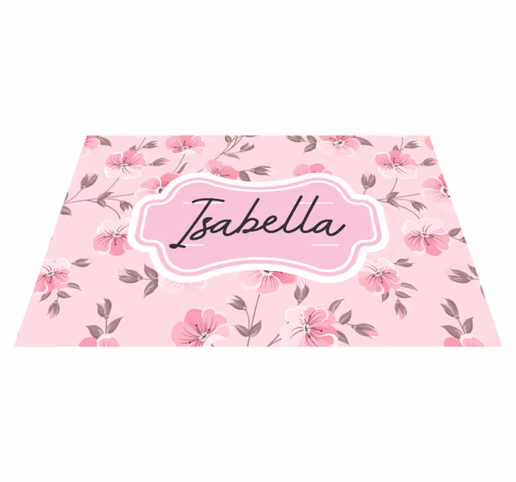 Mantel individual personalizable Flores rosadas vintage - TenVinilo