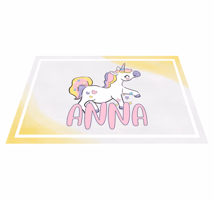 Mantel individual infantil unicornio con corazones - TenVinilo