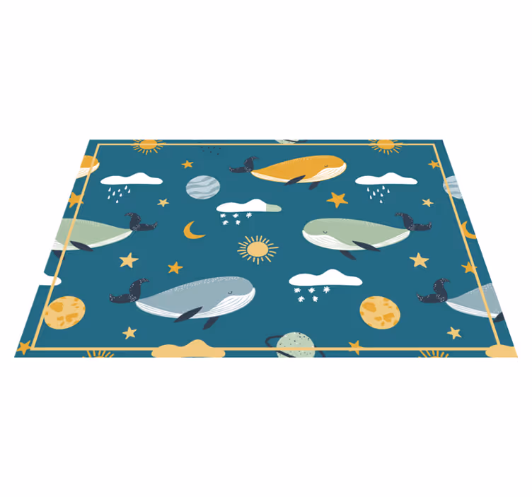 Mantel individual infantil ballenas y patrones celestiales - TenVinilo