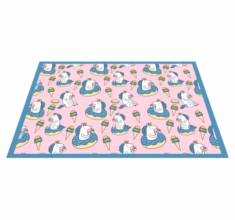 Mantel individual infantil unicornios disfrutando helado - TenVinilo