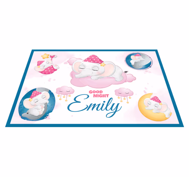 Mantel individual infantil elefante dormido con nombre - TenVinilo