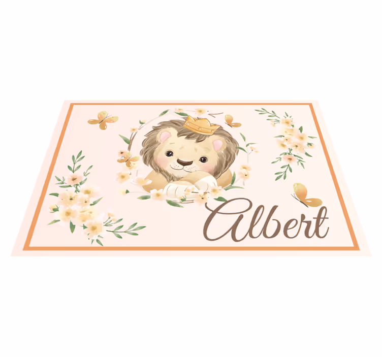 Mantel individual infantil Leona de animales lindos con nombre - TenVinilo