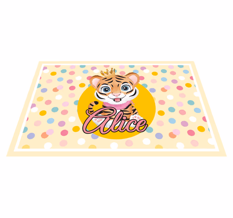 Mantel individual infantil Lindo tigre para niña con nombre - TenVinilo