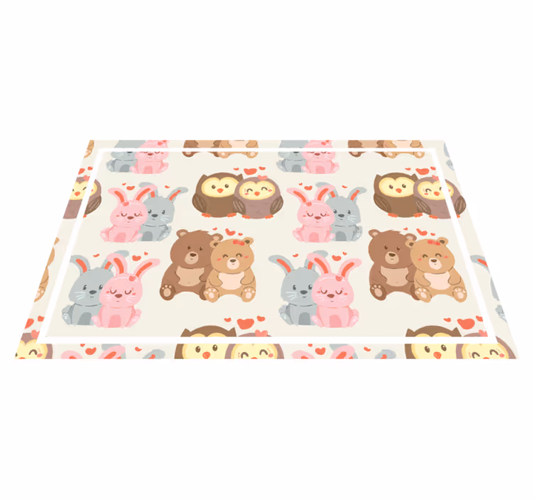 Mantel individual infantil parejas de animales lindos - TenVinilo