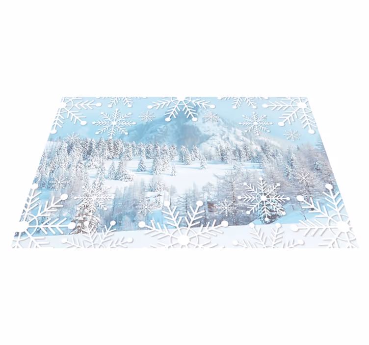 Mantel individual navideño escena invernal de copos - TenVinilo