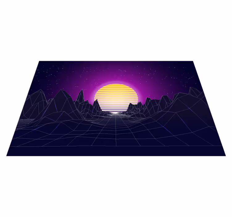 Mantel individual moderno paisaje geométrico al atardecer - TenVinilo