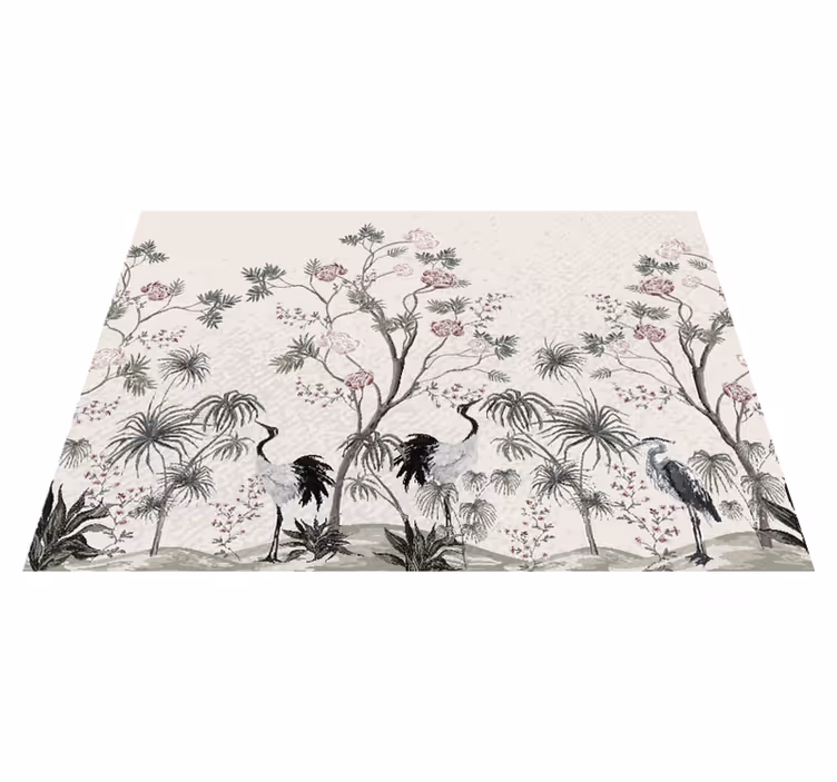 Mantel individual infantil grúas entre flores - TenVinilo