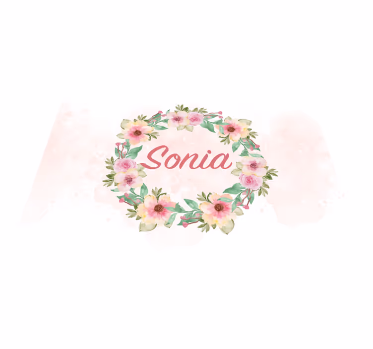 Mantel individual flores acuarela con nombre - TenVinilo
