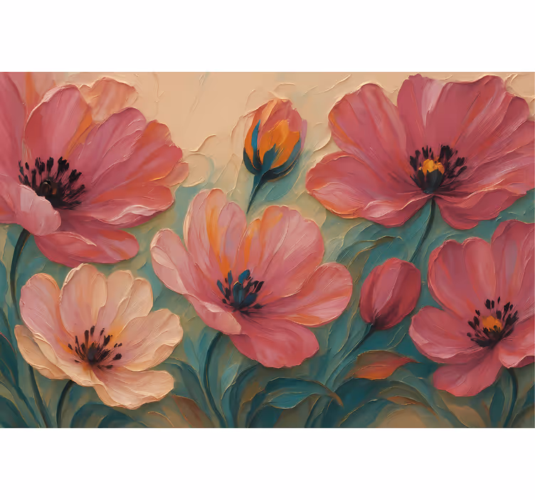 Mural para baño arte de flores pintadas - TenVinilo