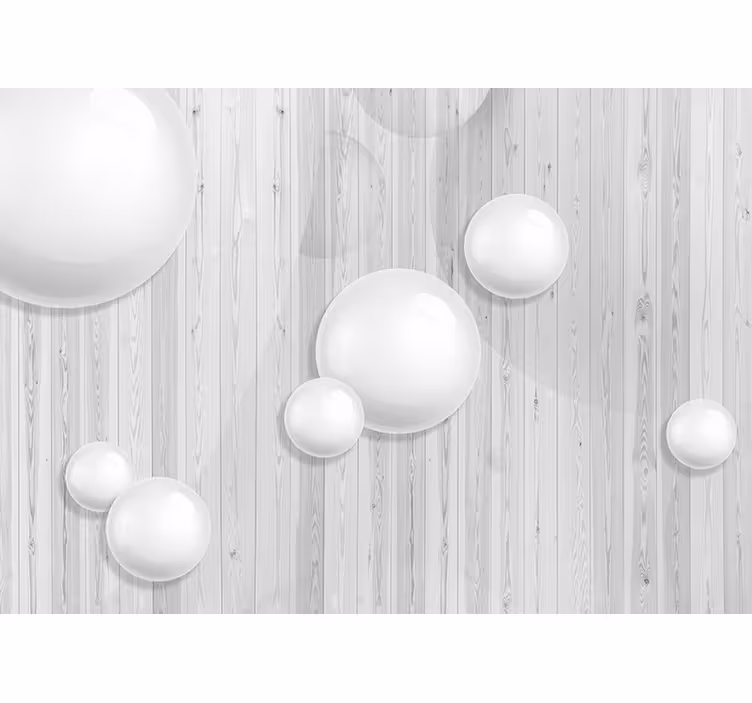 Papel pintado madera con esferas blancas - TenVinilo