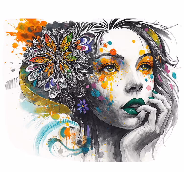 Fotomural arte urbano retrato de colores explosivos - TenVinilo